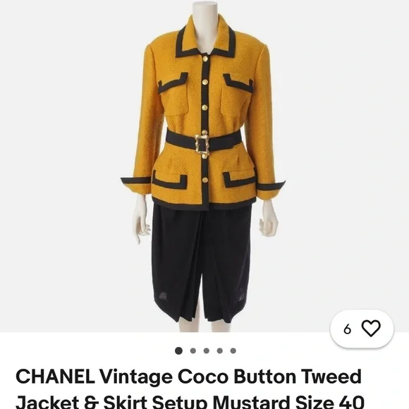 2 Piece Set - Skirt Set Gold Yellow and Green Trimmed Skirt Set Pearl Buttons - Picture 15 of 16